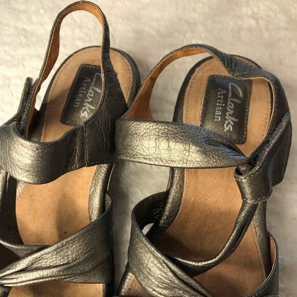 Clarks Artisan Lucena Metallic Sandal 6 Wide - Picture 3 of 8